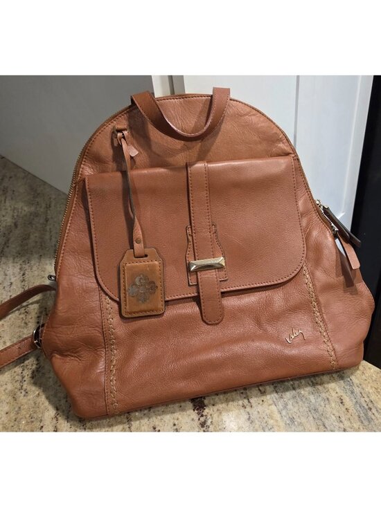 Velez Handbags - VELEZ Leather Backpack Bird Fabric Interior Brown